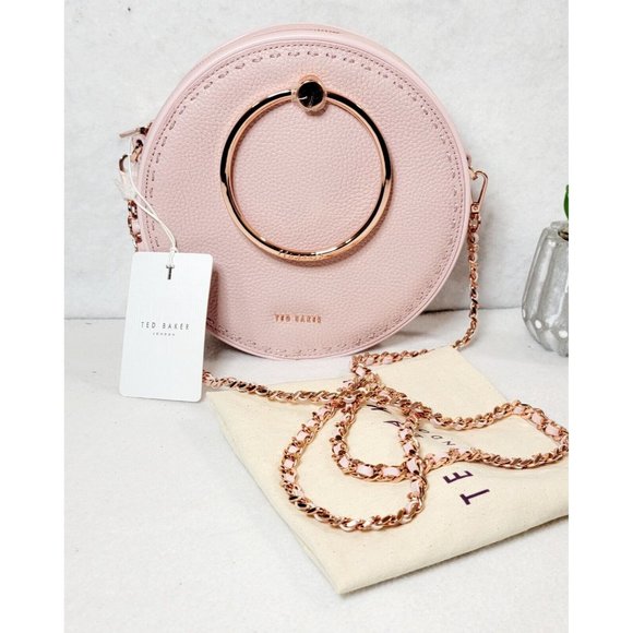 Ted Baker Handbags - Ted Baker Maddie Stab Stitch Circle Leather Womens Light Pink Crossbody Bag NWT